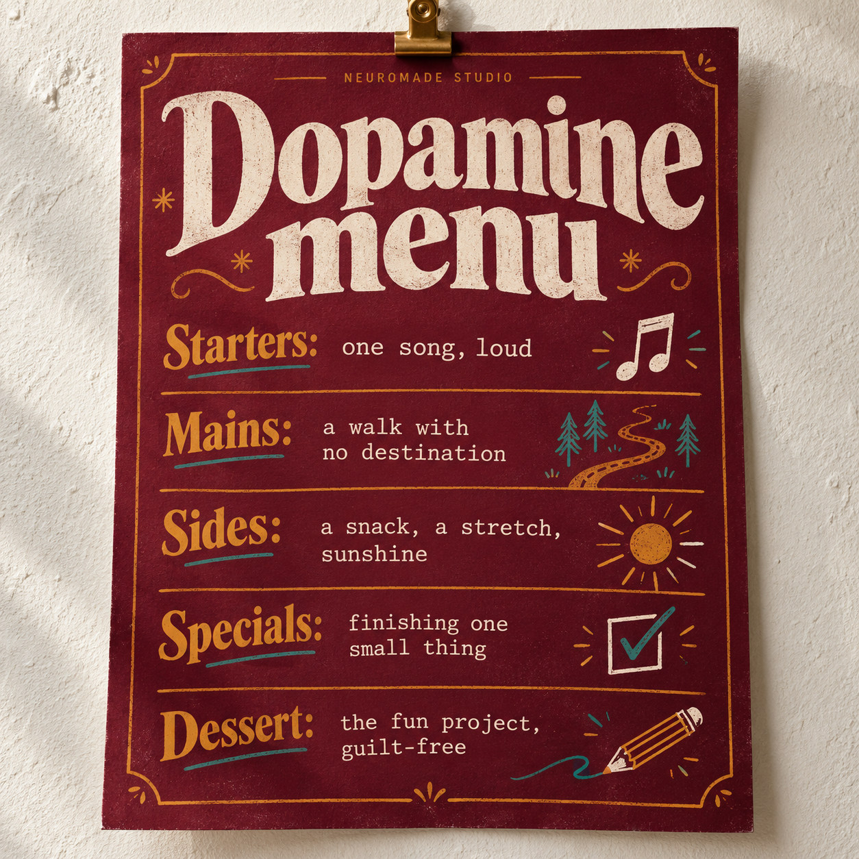 Art print · berry bistro menu with illustrated courses