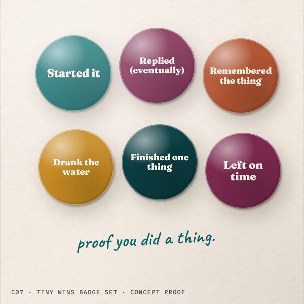 Original Tiny Wins badge set concept