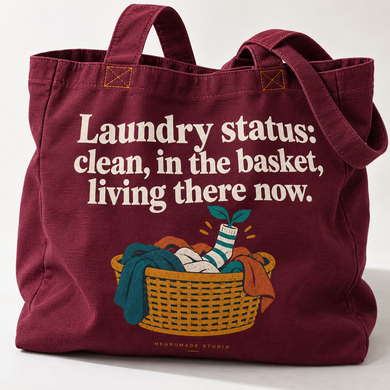 Berry canvas tote · screenprint and laundry illustration