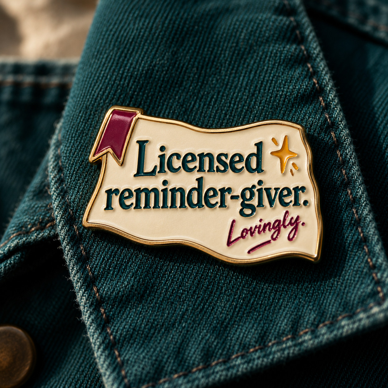 Enamel pin · note silhouette and handwritten closing